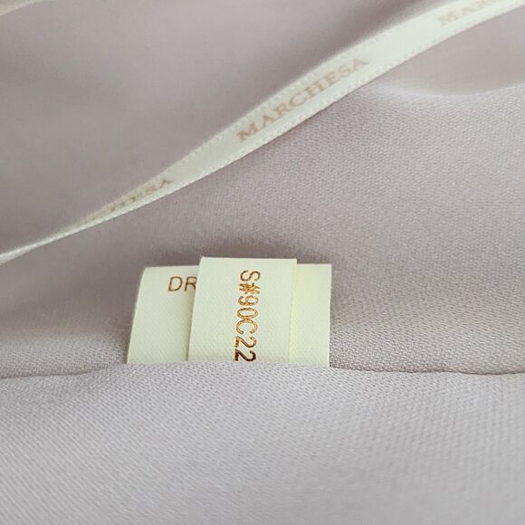 Marchesa Notte Womens Strapless Evening Dress Mauve Chiffon Asymmetric **FLAWS** - Picture 12 of 16